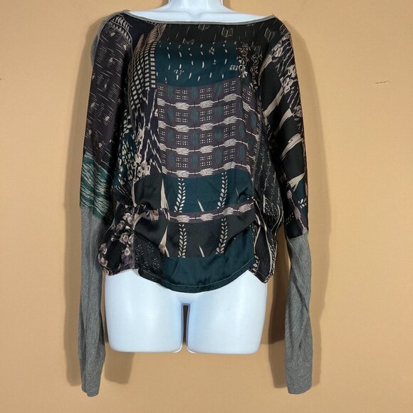 Anthropologie Tiny Printed Front And Ruched Sides Pullover Top - Picture 1 of 11